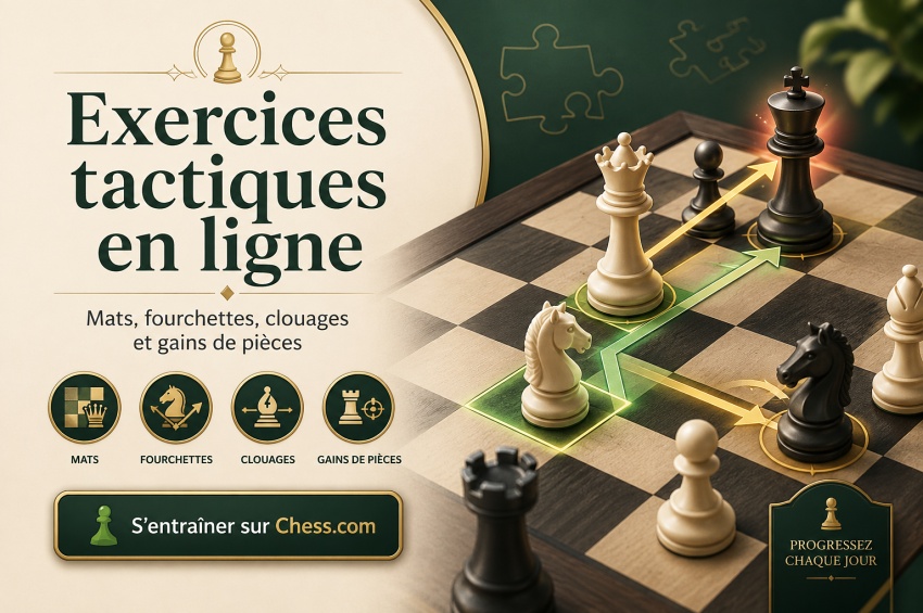 Entraînement aux puzzles et exercices tactiques d’échecs en ligne sur Chess.com